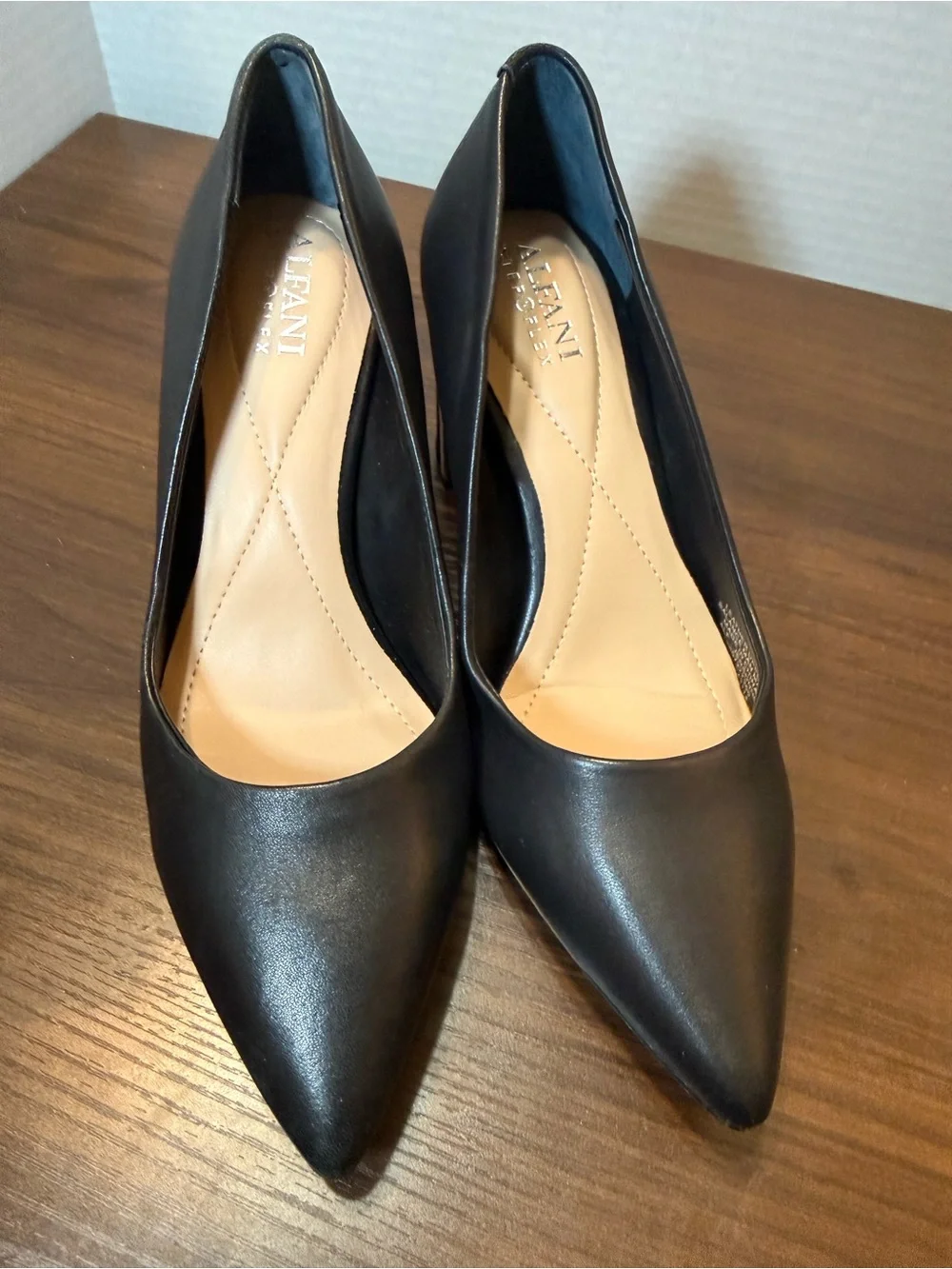 Alfani Black Leather Pointed-Toe Pumps